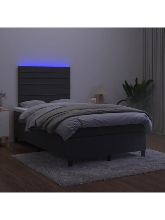 Box spring postel s matrací a LED černá 120x200 cm samet