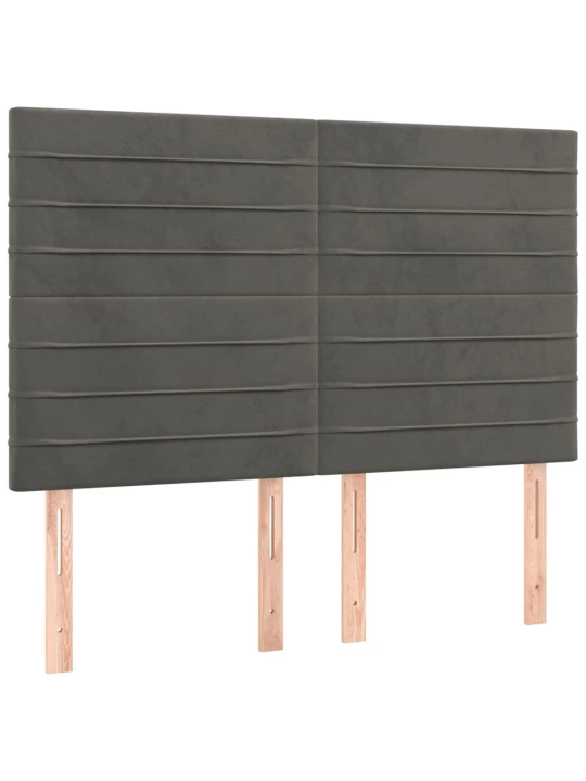 Box spring postel s matrací a LED tmavě šedá 140x200 cm samet