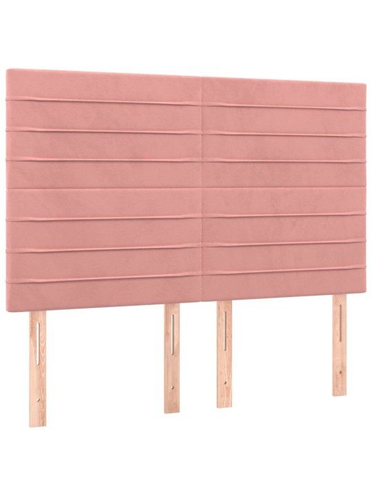 Box spring postel s matrací a led růžová 140x200 cm samet