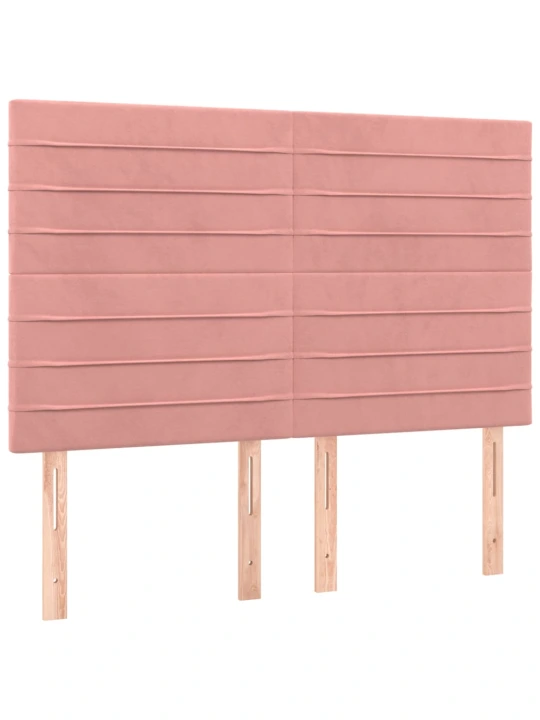 Box spring postel s matrací a led růžová 140x200 cm samet