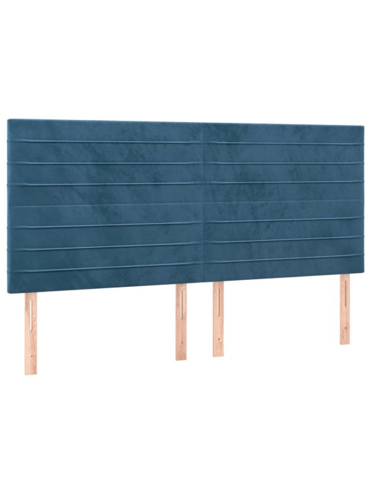 Box spring postel s matrací a led tmavě modrá 160x200 cm samet