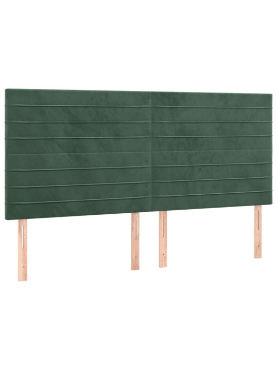 Box spring postel s matrací a led tmavě zelená 180x200 cm samet