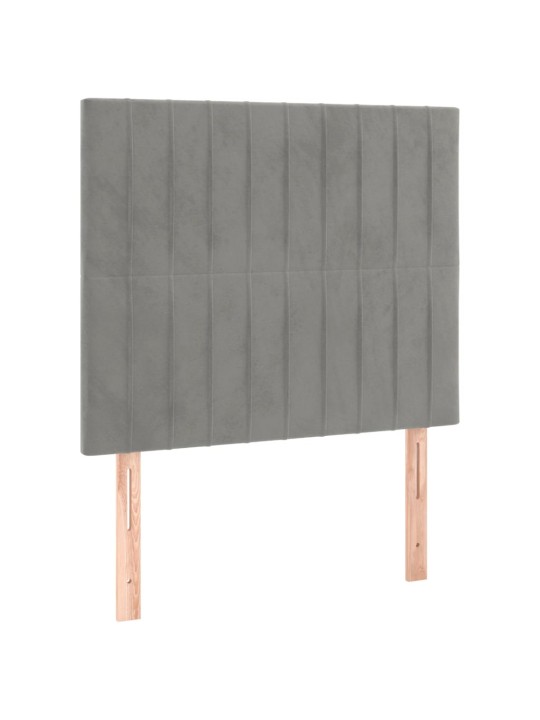 Box spring postel s matrací a LED světle šedá 90x190 cm samet
