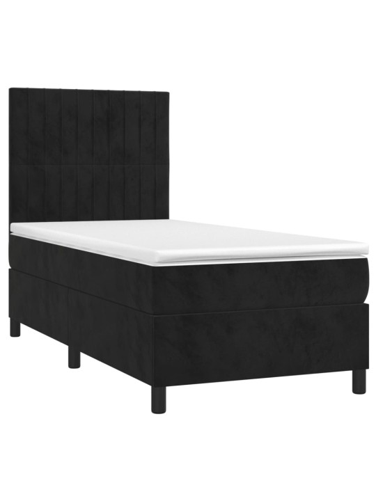 Box spring postel s matrací a LED černá 90x190 cm samet