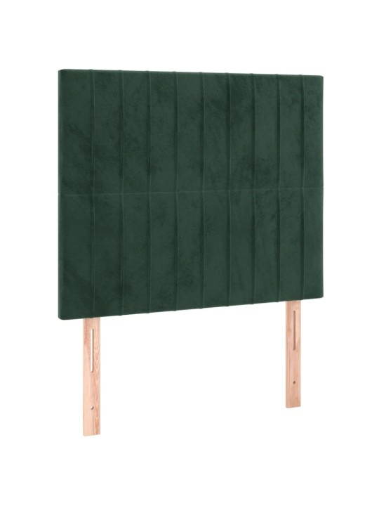 Box spring postel s matrací a led tmavě zelená 90x190 cm samet