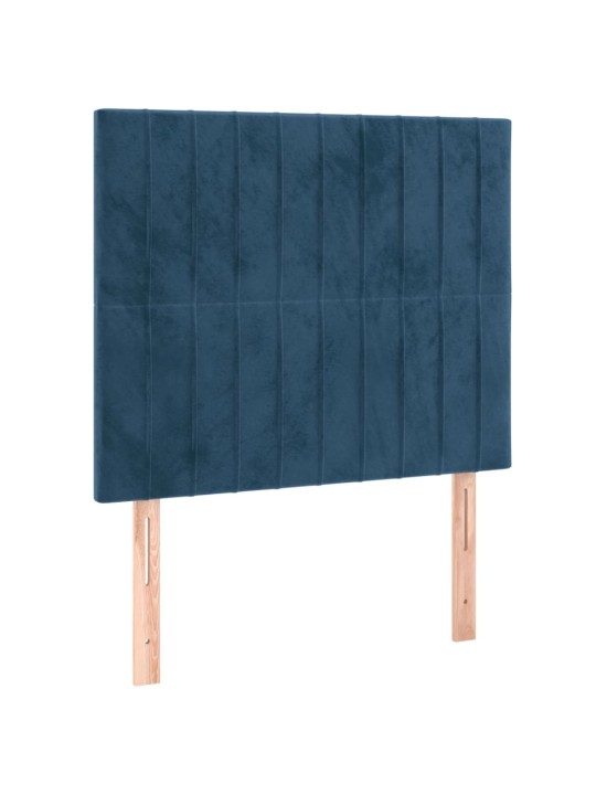 Box spring postel s matrací a LED tmavě modrá 90x190 cm samet
