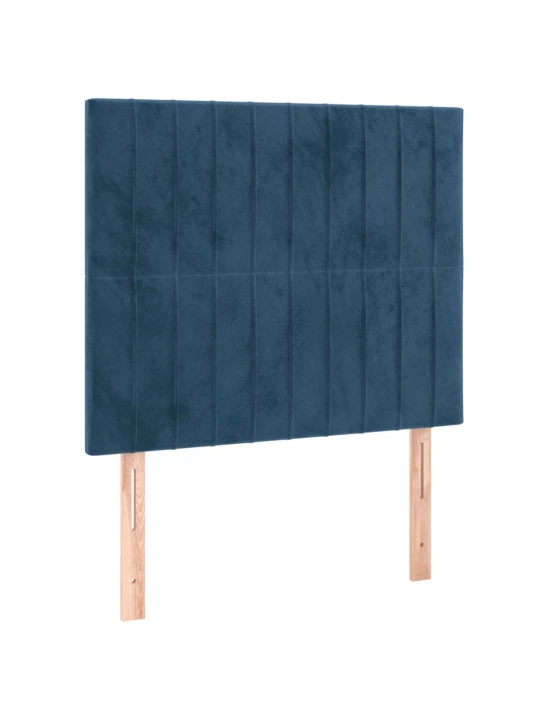 Box spring postel s matrací a LED tmavě modrá 90x190 cm samet