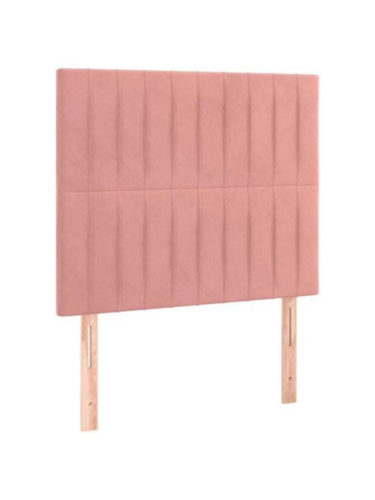Box spring postel s matrací a LED růžová 90x190 cm samet