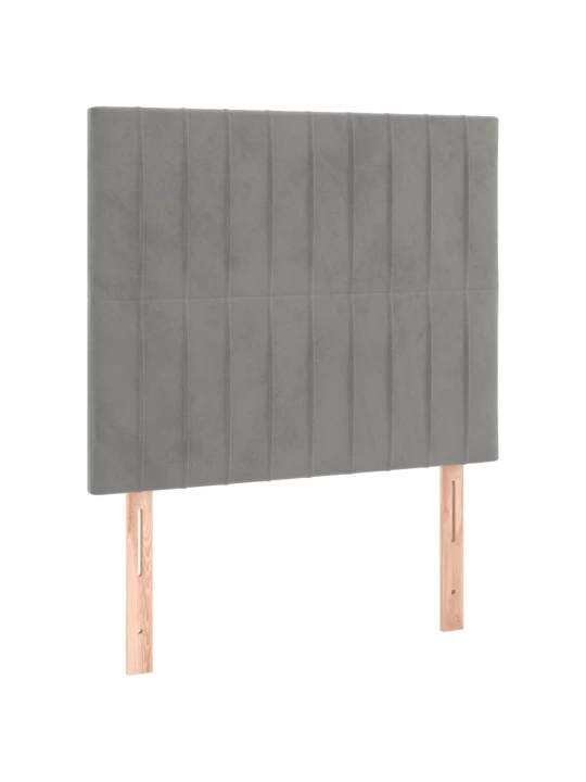 Box spring postel s matrací a LED světle šedá 90x200 cm samet
