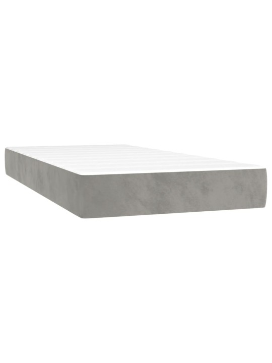Box spring postel s matrací a LED světle šedá 100x200 cm samet
