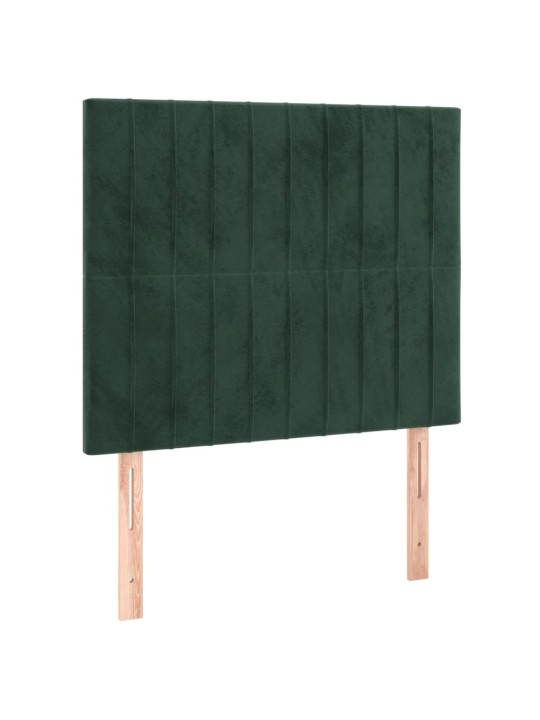 Box spring postel s matrací a led tmavě zelená 100x200 cm samet
