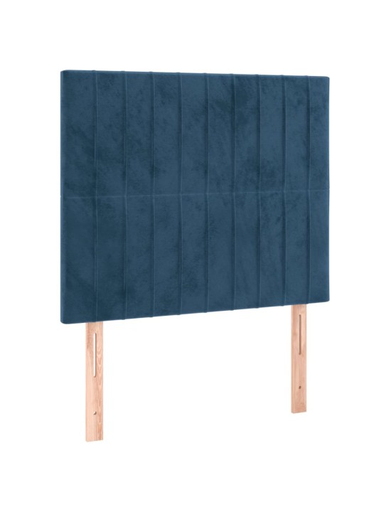 Box spring postel s matrací a LED tmavě modrá 100x200 cm samet