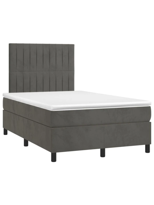 Box spring postel s matrací a LED tmavě šedá 120x200 cm samet