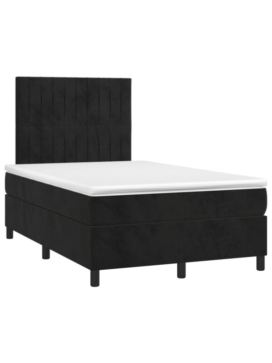 Box spring postel s matrací a LED černá 120x200 cm samet