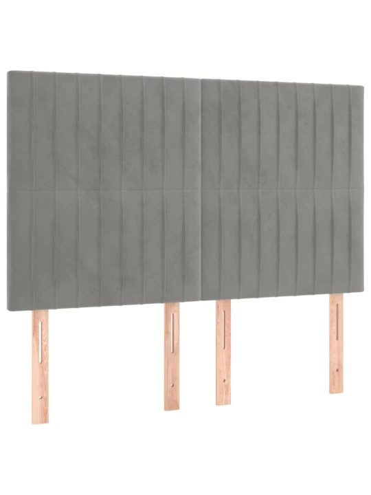 Box spring postel s matrací a LED světle šedá 140x190 cm samet