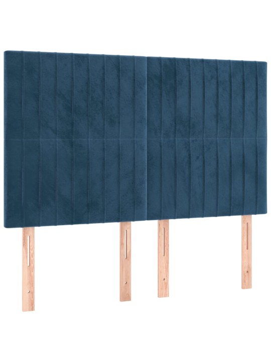 Box spring postel s matrací a led tmavě modrá 140x190 cm samet