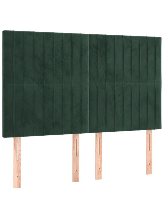 Box spring postel s matrací a led tmavě zelená 140x200 cm samet