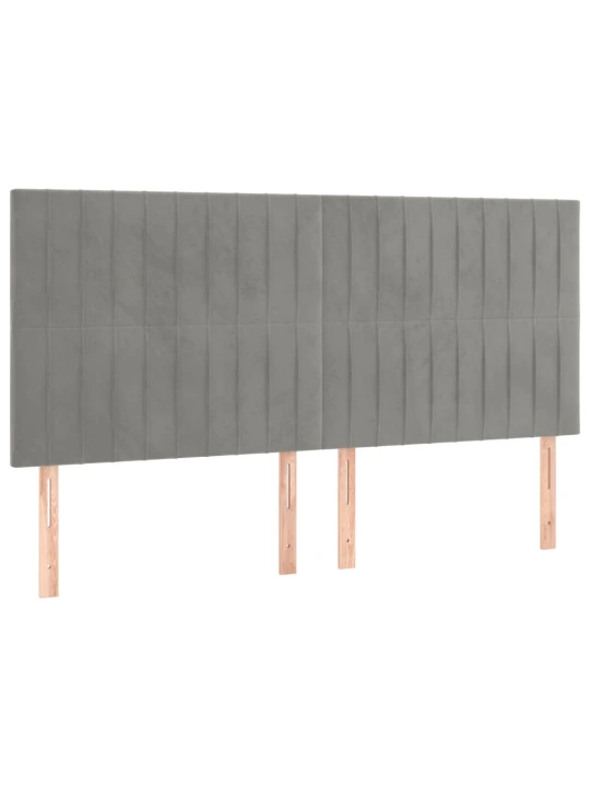 Box spring postel s matrací a LED světle šedá 160x200 cm samet