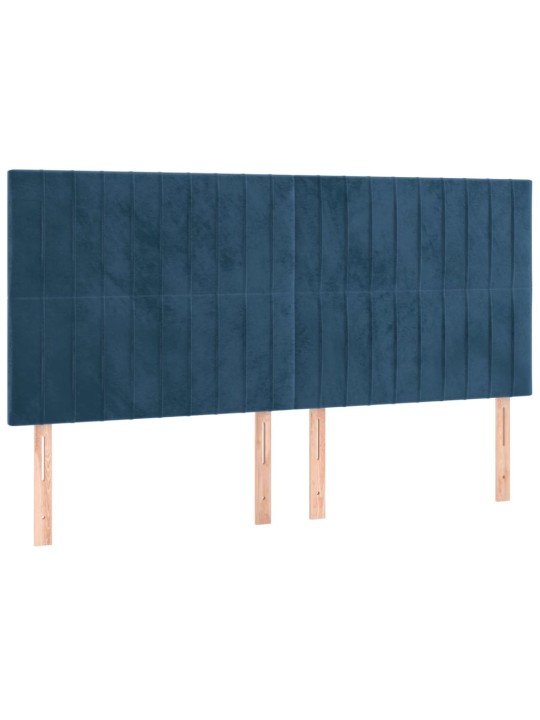Box spring postel s matrací a led tmavě modrá 160x200 cm samet