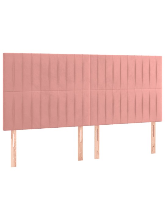 Box spring postel s matrací a LED růžová 160x200 cm samet