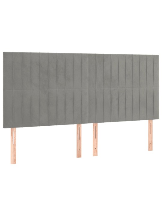 Box spring postel s matrací a LED světle šedá 180x200 cm samet