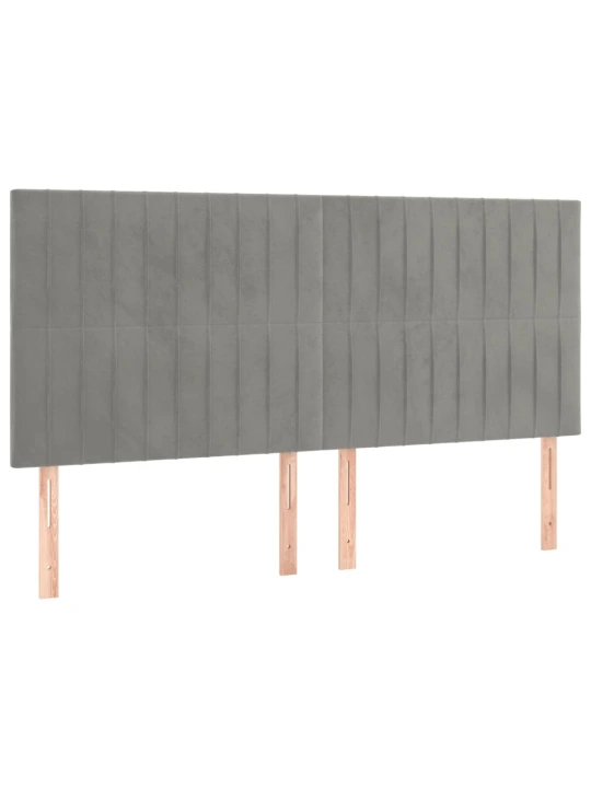 Box spring postel s matrací a LED světle šedá 180x200 cm samet
