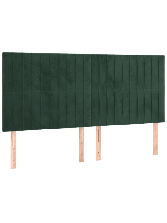 Box spring postel s matrací a led tmavě zelená 180x200 cm samet