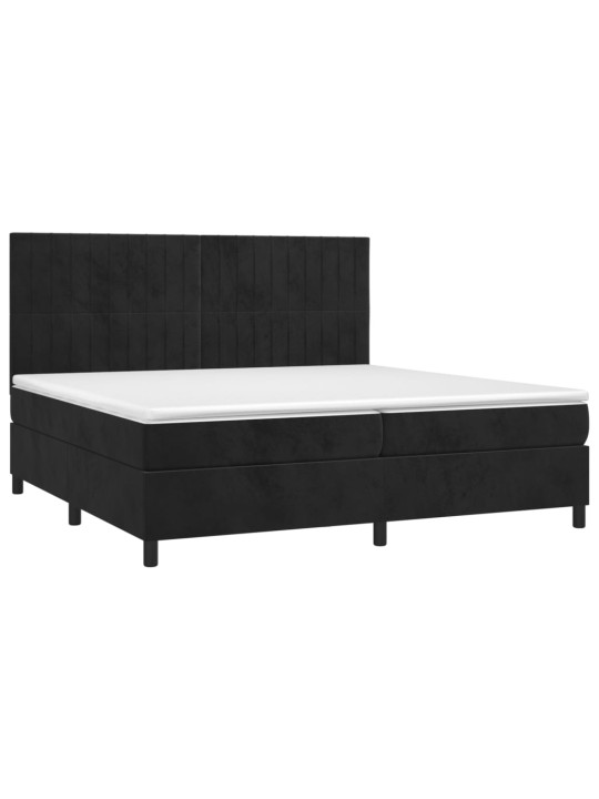 Box spring postel s matrací a LED černá 200x200 cm samet