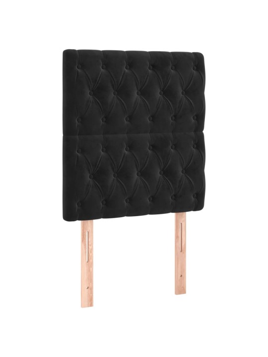 Box spring postel s matrací a led černá 80 x 200 cm samet