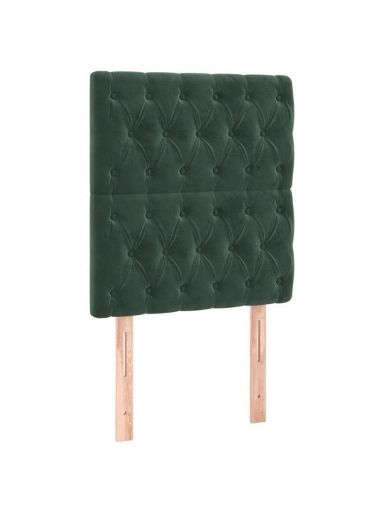 Box spring postel s matrací a led tmavě zelená 90x200 cm samet