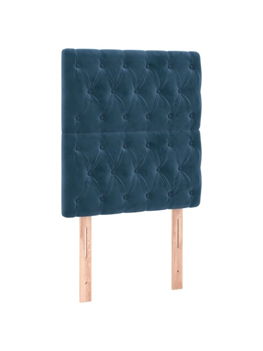 Box spring postel s matrací a LED tmavě modrá 90x200 cm samet