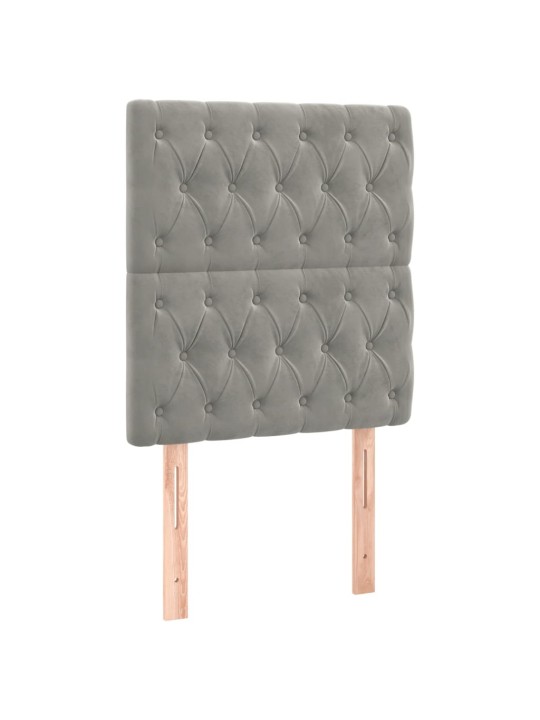 Box spring postel s matrací a LED světle šedá 100x200 cm samet