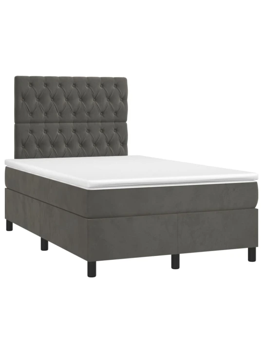 Box spring postel s matrací a LED tmavě šedá 120x200 cm samet