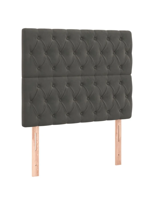 Box spring postel s matrací a LED tmavě šedá 120x200 cm samet