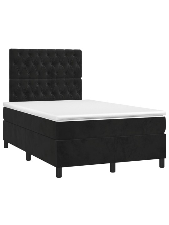 Box spring postel s matrací a LED černá 120x200 cm samet