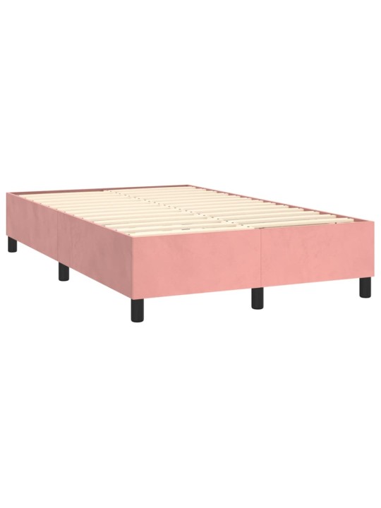 Box spring postel s matrací a LED růžová 120x200 cm samet