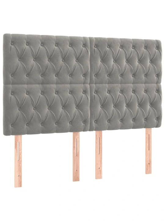 Box spring postel s matrací a led světle šedá 140x190 cm samet