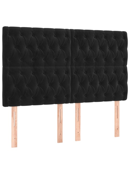 Box spring postel s matrací a led černá 140x190 cm samet