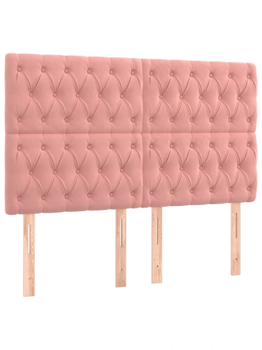 Box spring postel s matrací a led růžová 140x190 cm samet