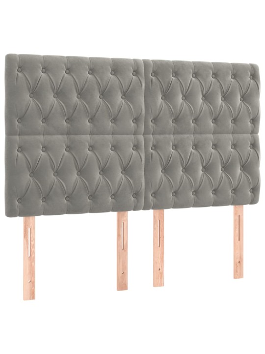 Box spring postel s matrací a led světle šedá 140x200 cm samet