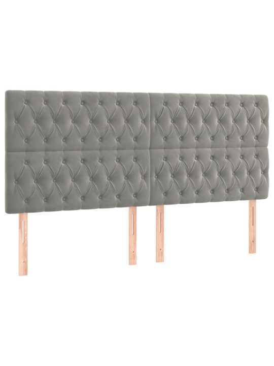 Box spring postel s matrací a LED světle šedá 200x200 cm samet