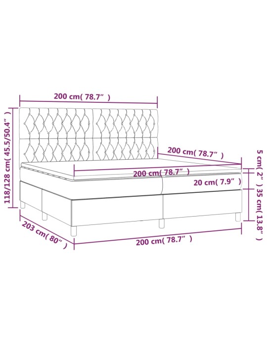 Box spring postel s matrací a LED černá 200x200 cm samet