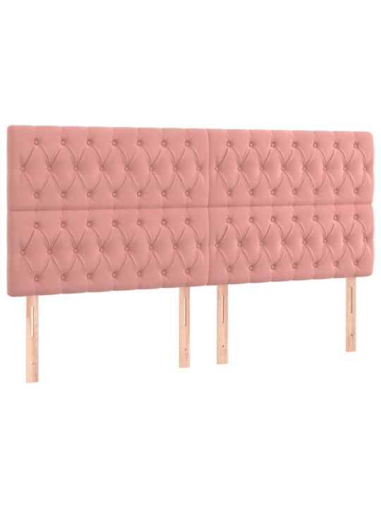 Box spring postel s matrací a LED růžová 200x200 cm samet
