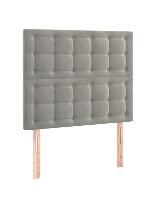 Box spring postel s matrací a LED světle šedá 80 x 200 cm samet