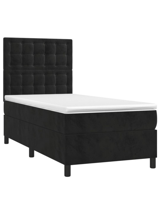 Box spring postel s matrací a LED černá 80 x 200 cm samet