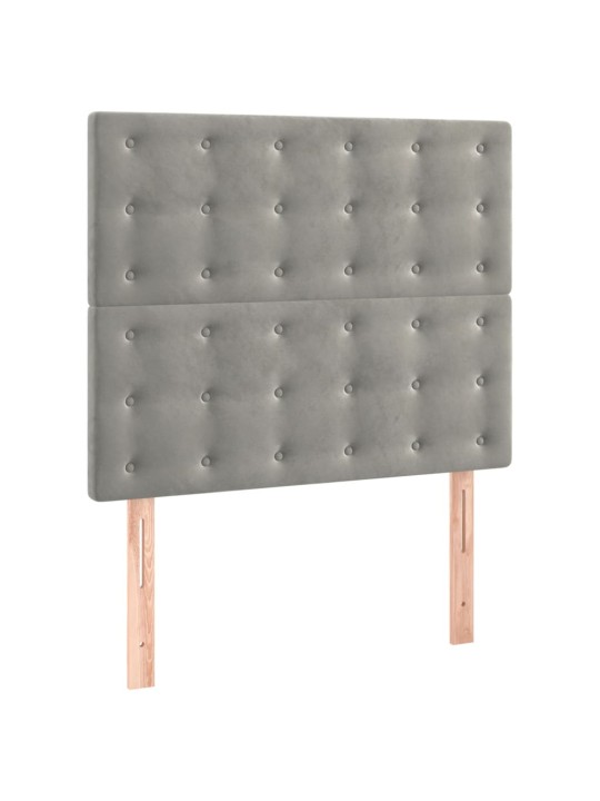 Box spring postel s matrací a LED světle šedá 90x190 cm samet