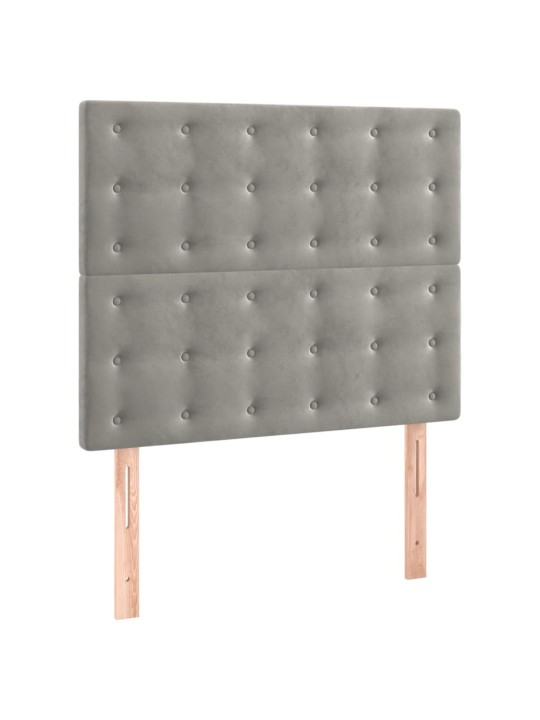 Box spring postel s matrací a LED světle šedá 90x200 cm samet