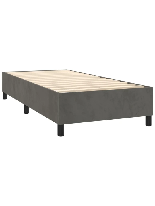 Box spring postel s matrací a LED tmavě šedá 90x200 cm samet