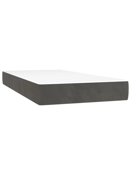 Box spring postel s matrací a LED tmavě šedá 90x200 cm samet
