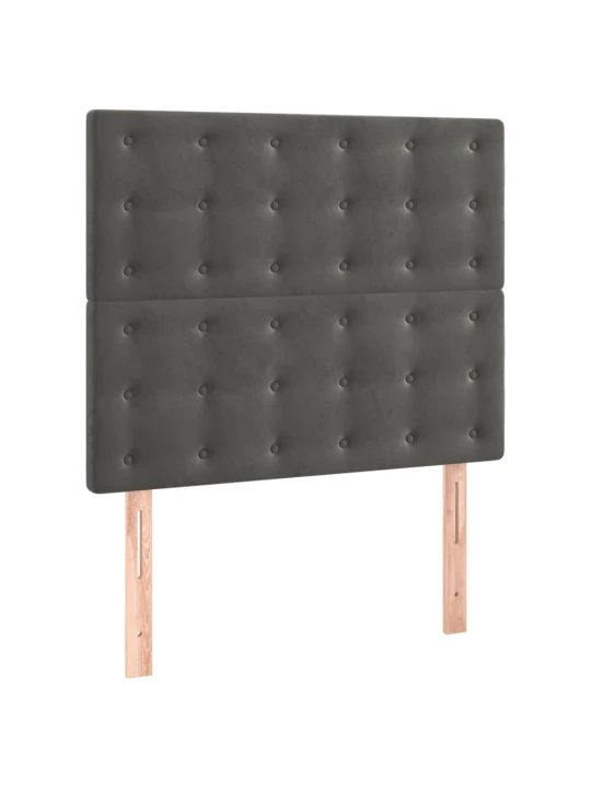 Box spring postel s matrací a LED tmavě šedá 90x200 cm samet